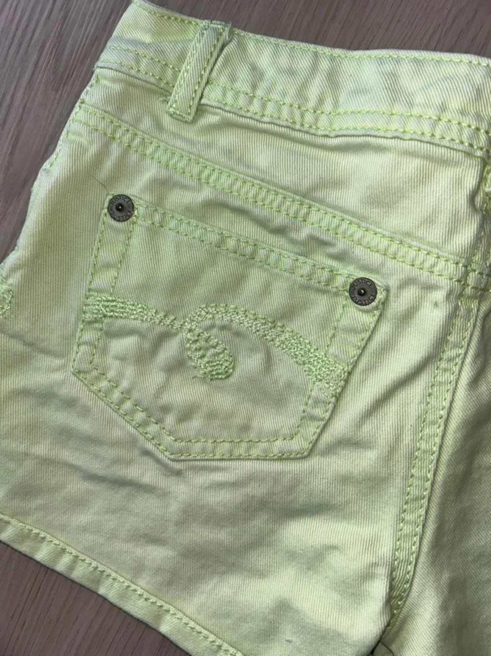 Justice Girls' Denim Cotton Cut Off Shorts XS 5/6 Green Frayed Hem Casual Summer